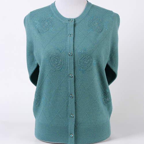 妈妈装毛衣开衫薄款洋气纯色圆领