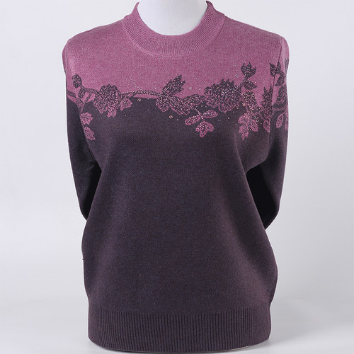 长袖中老年毛衣套头加绒加厚针织