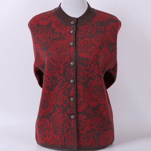 中老年人秋冬装女加厚毛衣开衫