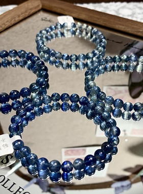 皮皮pipi｜天然高品质蓝晶石手链拉丝双色猫眼蓝绿晶手串一物一图