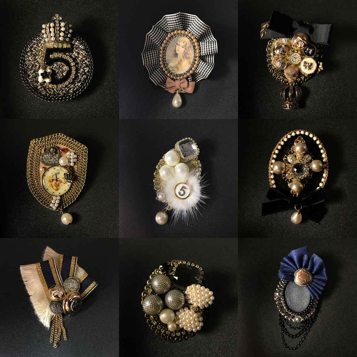 售完无补复古巴洛克宫廷布艺徽章蝴蝶结手作胸针大衣别针毛衣配饰