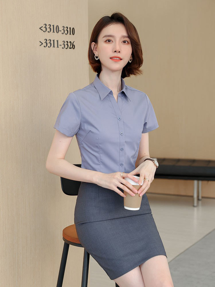 职业装套装女夏男女销售工装前台工作服时尚气质衬衫酒店正装套裙
