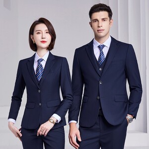 西装套装三件套商务正装职业工装地产银行4S店销售男女西服工作服