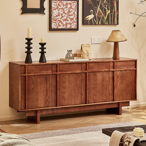 中古风斗柜法式复古餐边柜骨骼线收纳柜客厅家用储物落地靠墙边柜