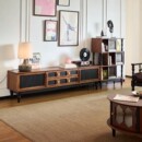 法式 复古撞色实木书柜组合小户型客厅展示柜模块组合柜中古风边柜