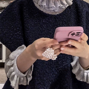 手工编制可爱珍珠蝴蝶结戒指女日系夸张蝴蝶结串珠大爱心戒指指环