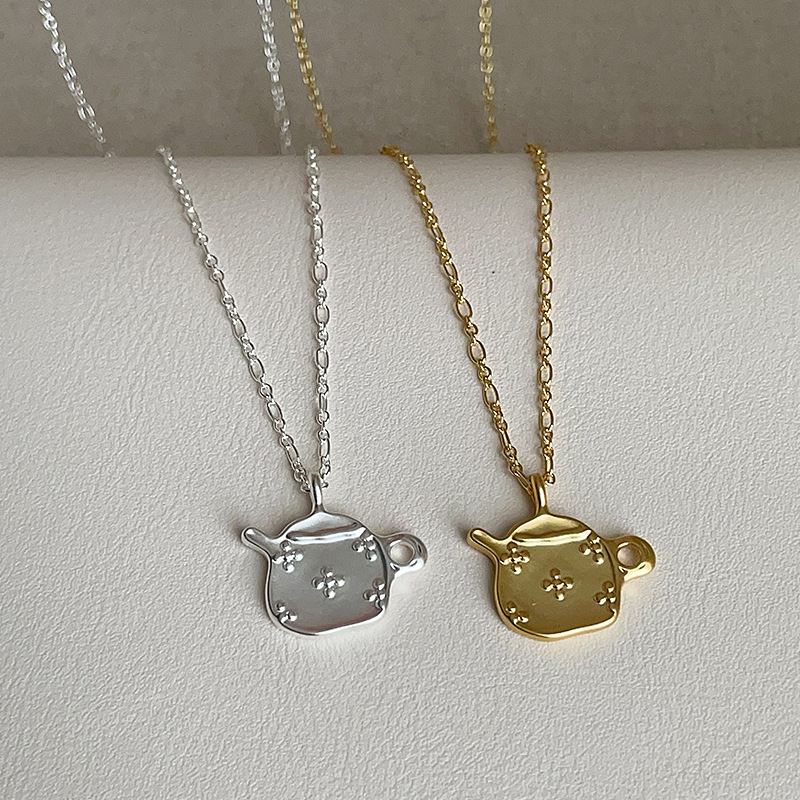 法式复古酒壶吊坠项链女小众设计个性简约百搭气质时尚颈链锁骨链