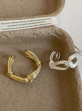 几何线条麻花蝴蝶结金属戒指女小众设计感个性独特时尚指环戒子