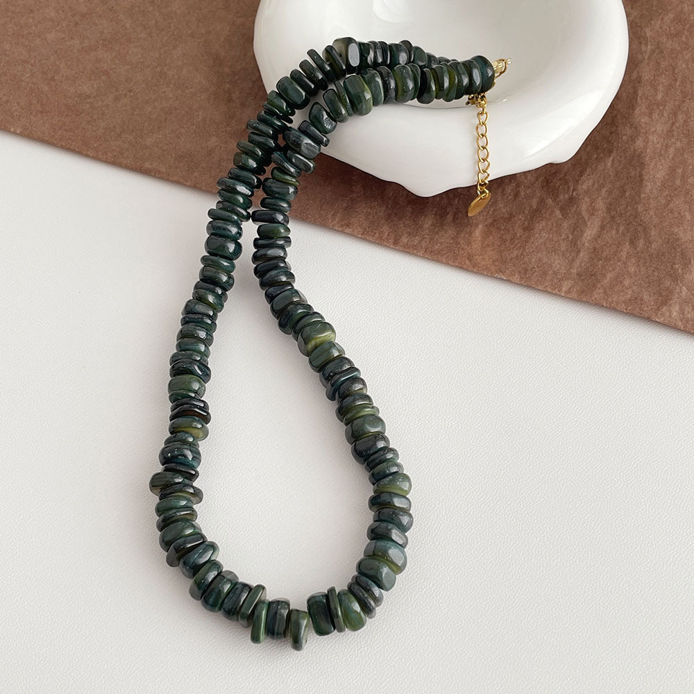 欧美简约设计感天然碎石项链女时