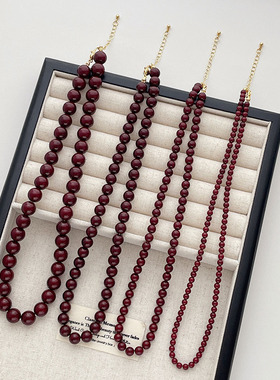 安可拉红色串珠项链女
