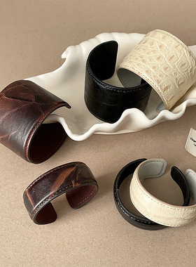 ins风夸张皮革纹理手镯女欧美小众个性时尚潮流气质百搭手环手饰