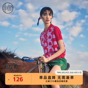 非鱼文艺复古小翻领针织衫2024夏季短袖套头上衣减龄女装小衫