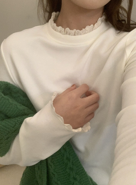 26新春叠穿神器韩系氛围感花边领宽松显瘦女宽松磨毛打底25539
