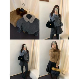 休闲保暖毛衣3852 冬上新毛领开衫 ROOM