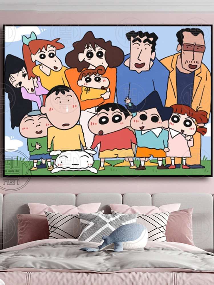 蜡笔小新一家钻石画满钻手工diy粘钻画十字绣儿童卧室画卡通人物