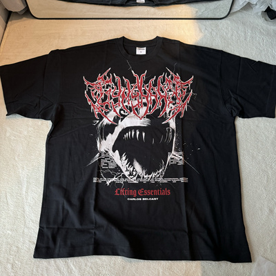 超燃巨齿鲨 GYMSHARK X CARLOS 重磅抽象字母纯棉宽松水洗短袖t恤