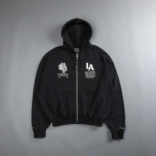 重磅超大 DARCSPORT狼头宽松运动显大轮廓连帽衫卫衣拉链开衫外套