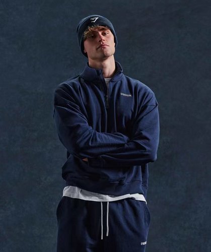 1/4 zip运动宽松拉链立领卫衣 gymshark
