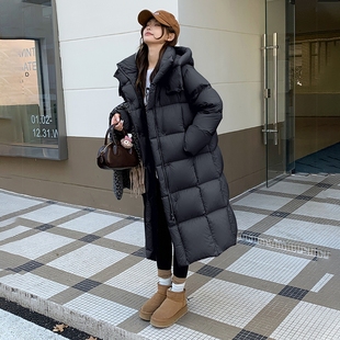加厚过膝连帽情侣保暖外套 新90白鹅绒羽绒服女长款 千仞 岗上冬季
