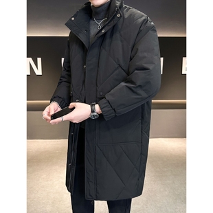 千仞岗上冬季新款中长款羽绒服男立领过膝长款加厚保暖羽绒服外套