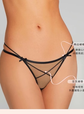 现货AP AGENT薄纱交叉绑带三角裤 英国性感风格内裤黑色诱惑女