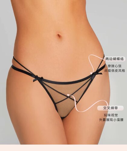 现货AP AGENT薄纱交叉绑带三角裤 英国性感风格内裤黑色诱惑女