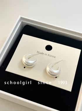 白月光~高级感925银针简约气质C形珠光白色耳环小巧精致法式复古