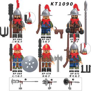 兼容国产积木人仔KT1090明朝士兵明兵鸟铳三眼铳手掷弹手拼装玩具