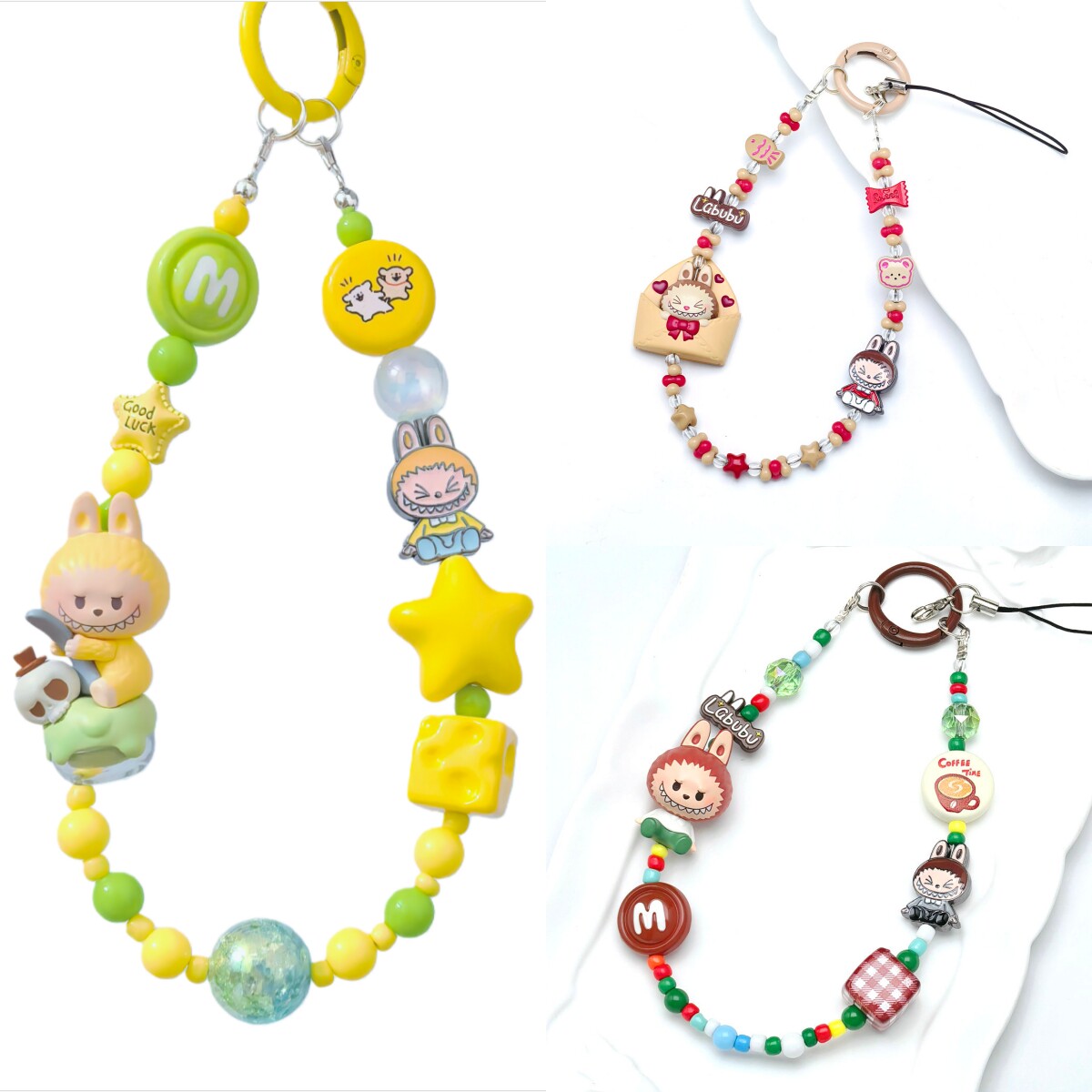diy礼物原创正版泡泡玛特萌粒手机链串珠挂绳钥匙包挂饰送女朋友