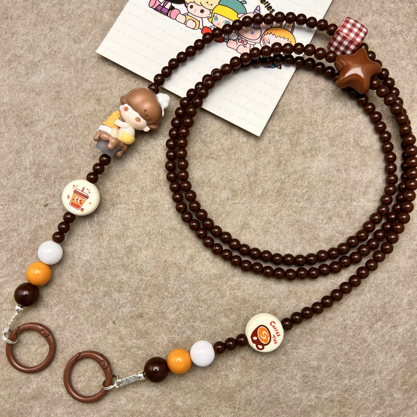 DIY泡泡玛特挂绳迪莫Dimoo长手机链斜跨手绳串珠手机挂脖可背链条