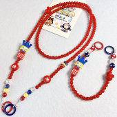 diy泡泡玛特Molly坐姿萌粒手机链斜跨长条款 挂绳串珠挂脖可背链条