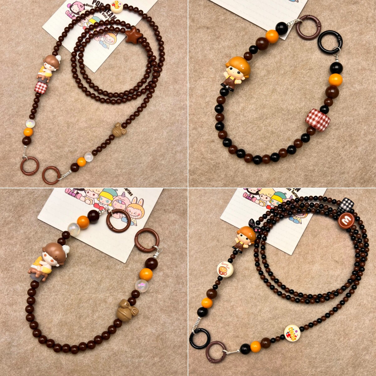 DIY礼物泡泡玛特正版Dimoo萌粒手机链斜跨长挂绳串珠挂脖可背链条