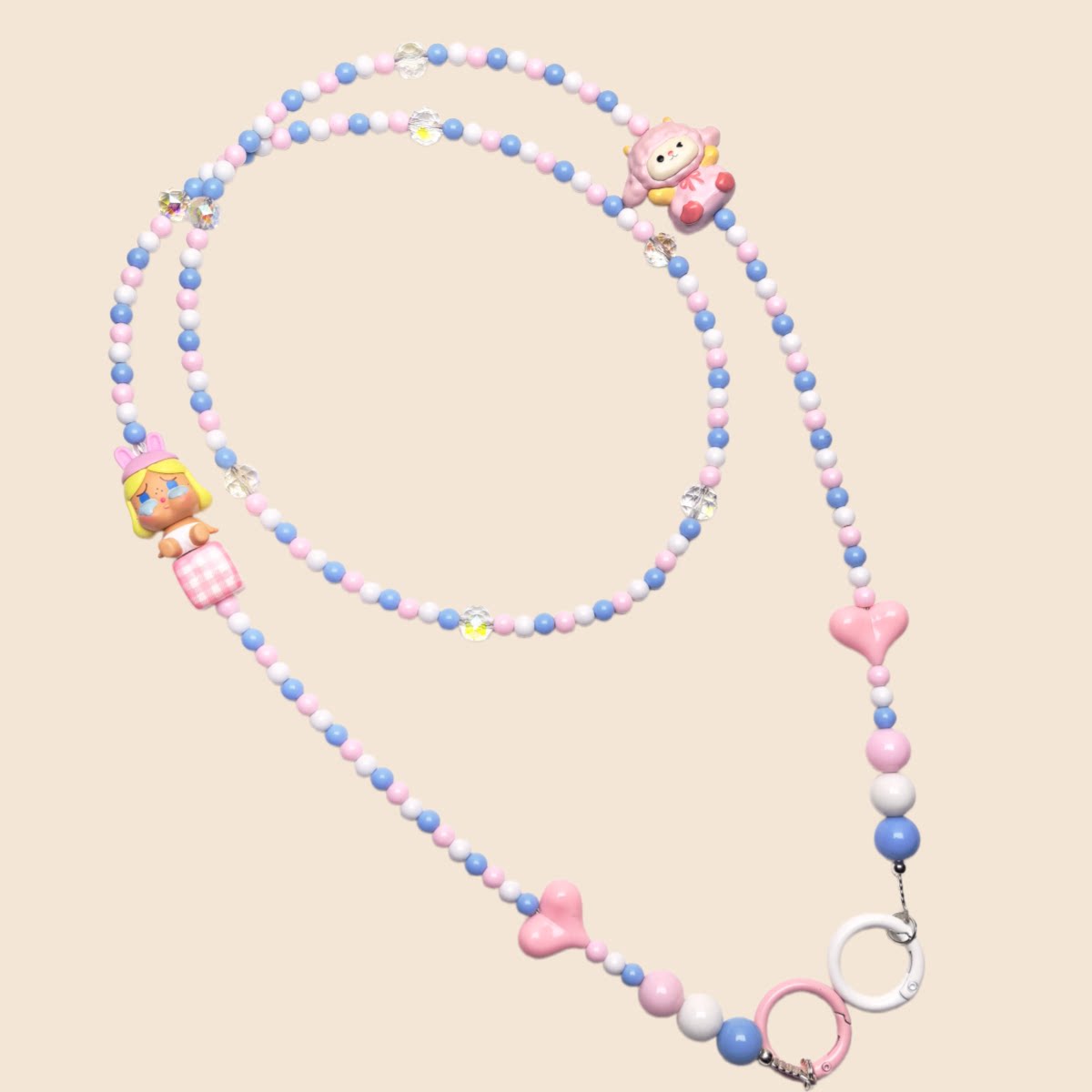 diy原创泡泡crybaby哭娃萌粒斜跨手机链挂绳可背带串珠脖挂防丢绳
