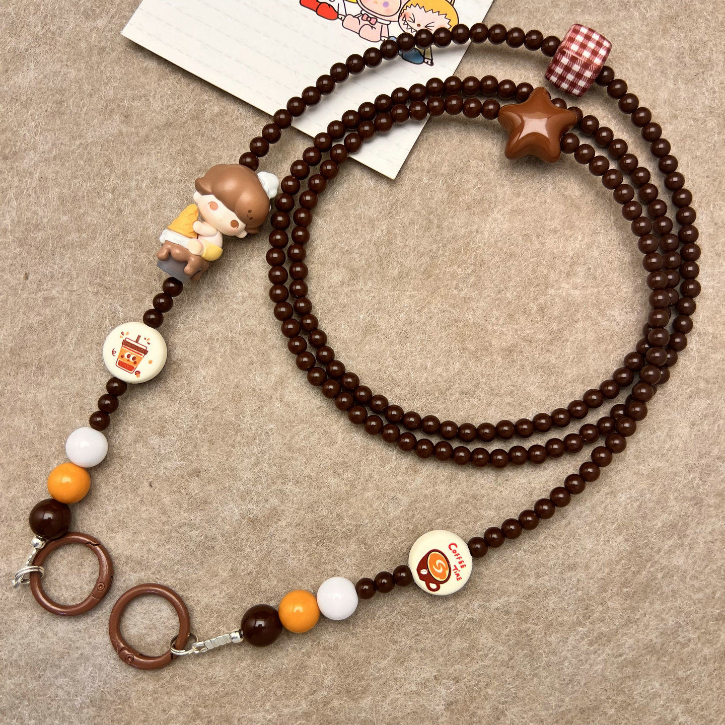 diy泡泡玛特正版Dimoo萌粒斜跨链可背长款手机链脖子百搭饰品挂件