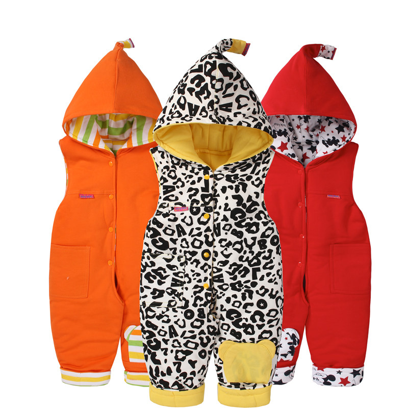 婴儿背带棉裤初春薄棉宝宝夹棉背带裤纯棉开裆连身衣连体裤0-1-2