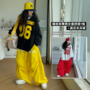 女童街舞潮服嘻哈字母印花长袖T恤2025秋季新款美式伞兵裤套装酷