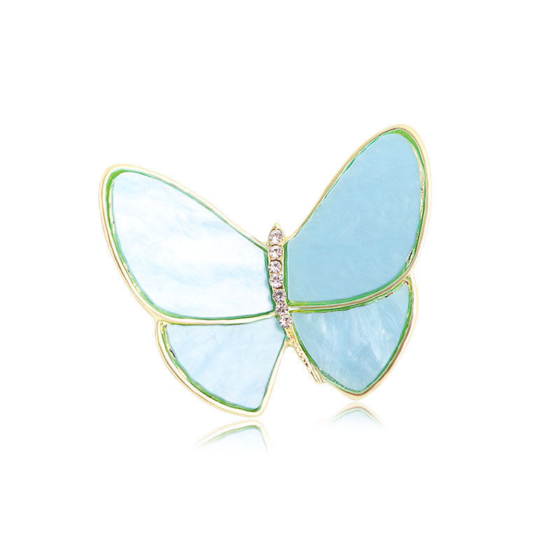 MENG WANZHOU의 같은 스타일의 나비 브로치 화이트 다이아몬드가 박힌 모조 쉘 나비 브로치 정장 코사지 액세서리