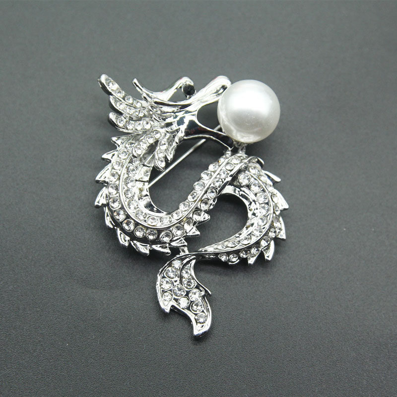다이아몬드 다용도 진주 국가 스타일 드래곤 브로치 남성 및 여성 기질 정장 코사지 브로치 액세서리가 세팅된 맞춤형 황도대 드래곤 브로치