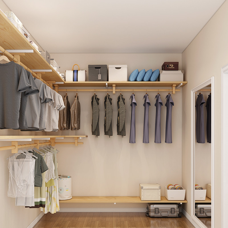 纳挂衣隔架木入砌收墙式架储物间衣步柜实板卧室开放式衣帽间衣柜