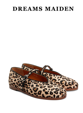 Dreams maiden女鞋小众设计2024秋冬新款豹纹内增高圆头玛丽珍鞋