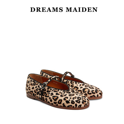 Dreams maiden女鞋小众设计2024秋冬新款豹纹内增高圆头玛丽珍鞋