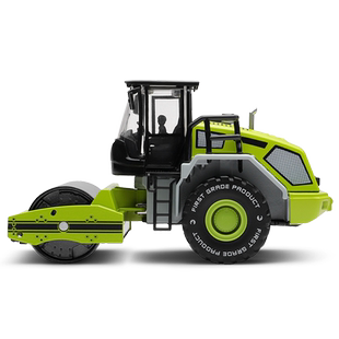 彩珀成真1:50黄色合金汽车模型绿色单缸压路工程机车儿童益智玩具