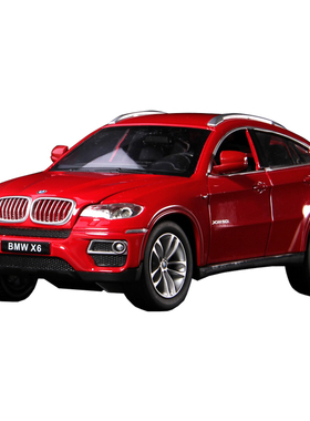 彩珀成真1:24合金红蓝色宝马X6SUV汽车模型开门声光儿童玩具男孩