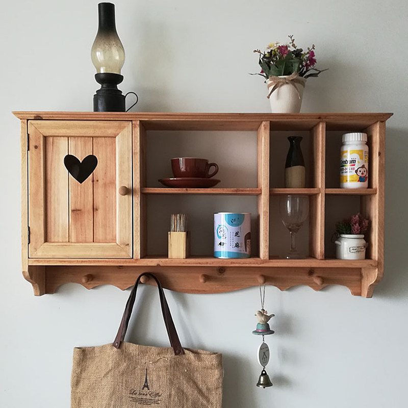 zakka置物架实木吊柜墙上墙壁柜餐厅厨房阳台玄关杂物收纳架搁板