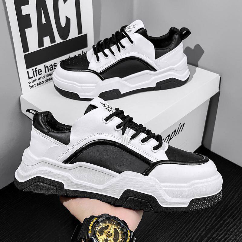 2026春季男鞋新款透气小白鞋子男潮流百搭厚底运动休闲板鞋老爹鞋