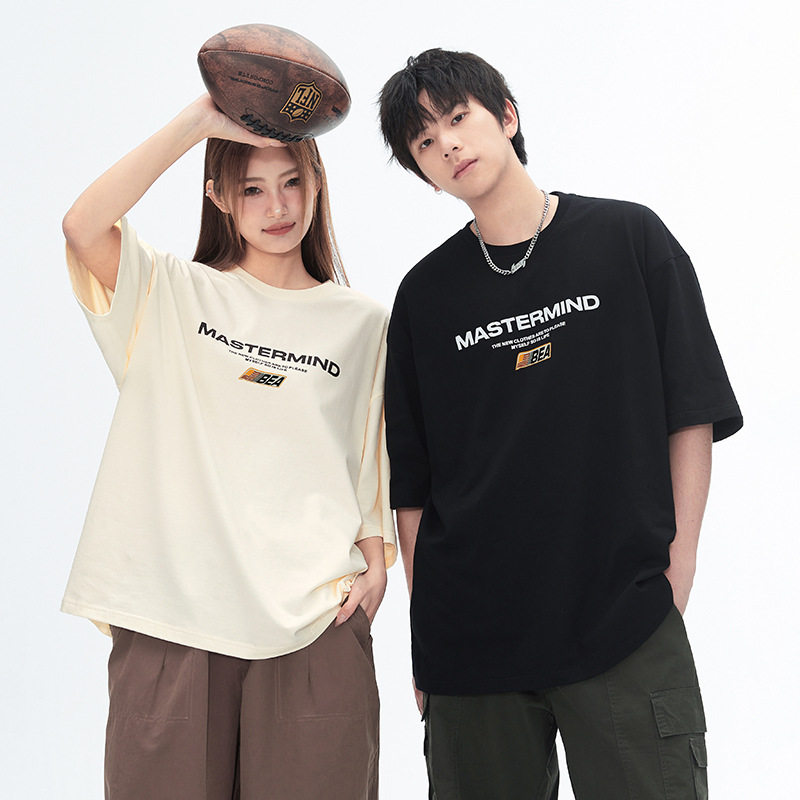 韩路男装 潮牌字母印花短袖T恤男女夏美式高街宽松情侣体恤上衣q