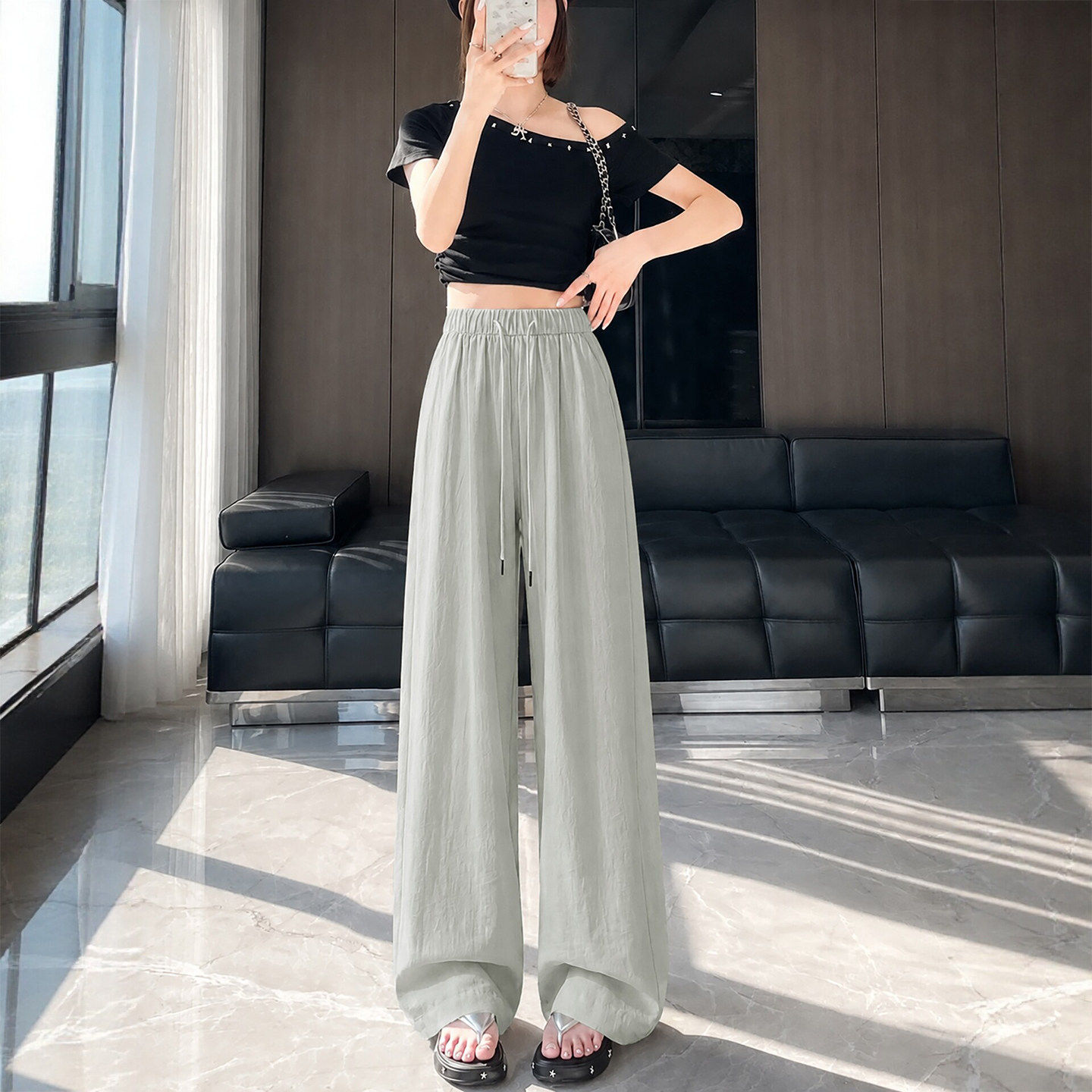 速干冰丝山本裤女夏季薄款2026新款宽松小个子休闲直筒运动阔腿裤