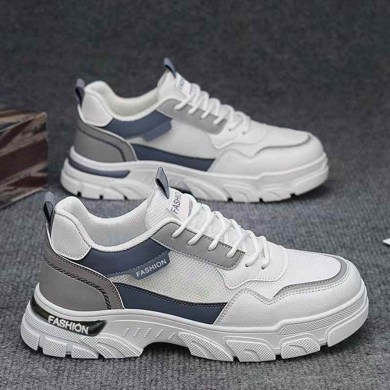 工装板鞋男款2026新款春季网面透气男士休闲鞋子男厚底马丁靴男鞋