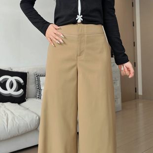 卡其色西装裤女春季2026新款窄版直筒老钱风裤子小个子休闲阔腿裤
