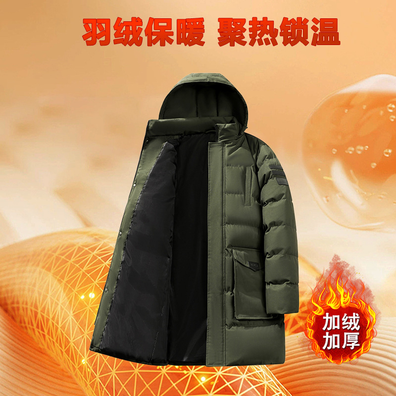包邮棉服男士大码中长款外套加厚2025年连帽潮流毛领冬季棉衣